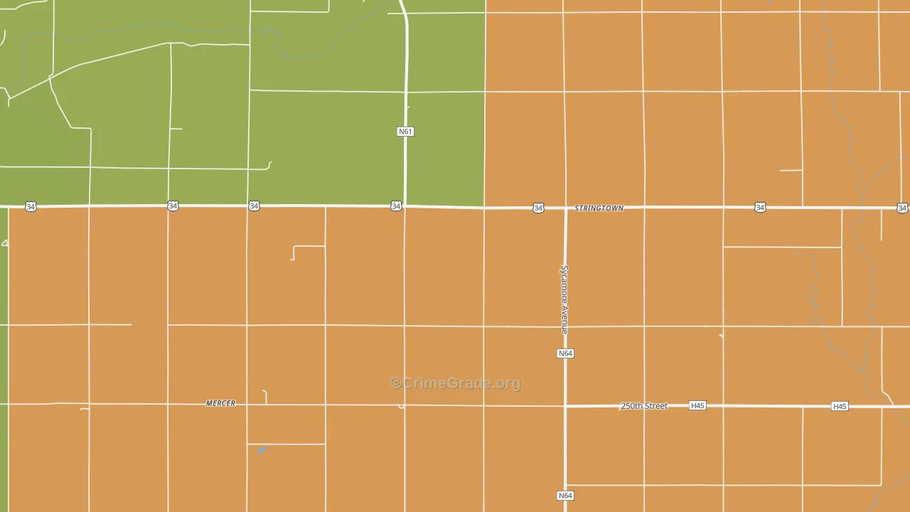 Stringtown, IA Map of Theft Rates