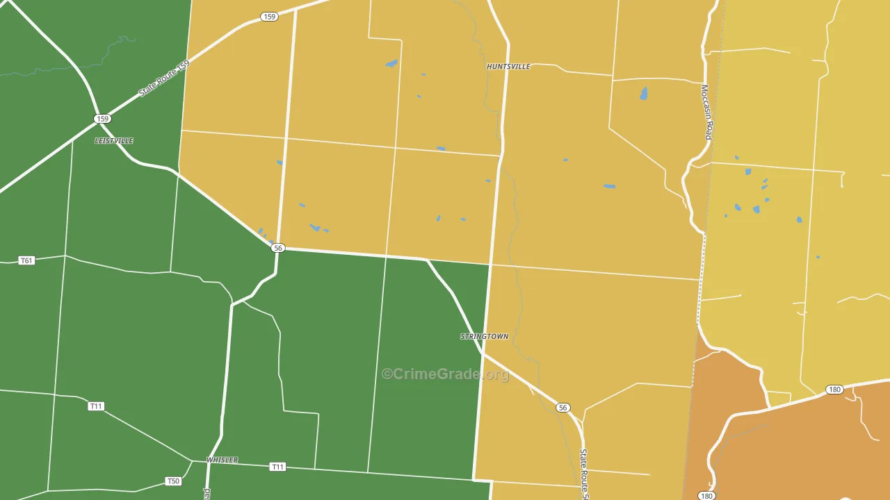 Stringtown, OH Map of Theft Rates