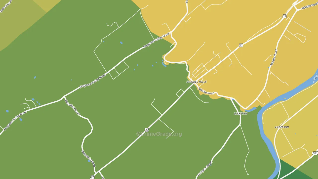 Strodes Mills, PA Map of Theft Rates