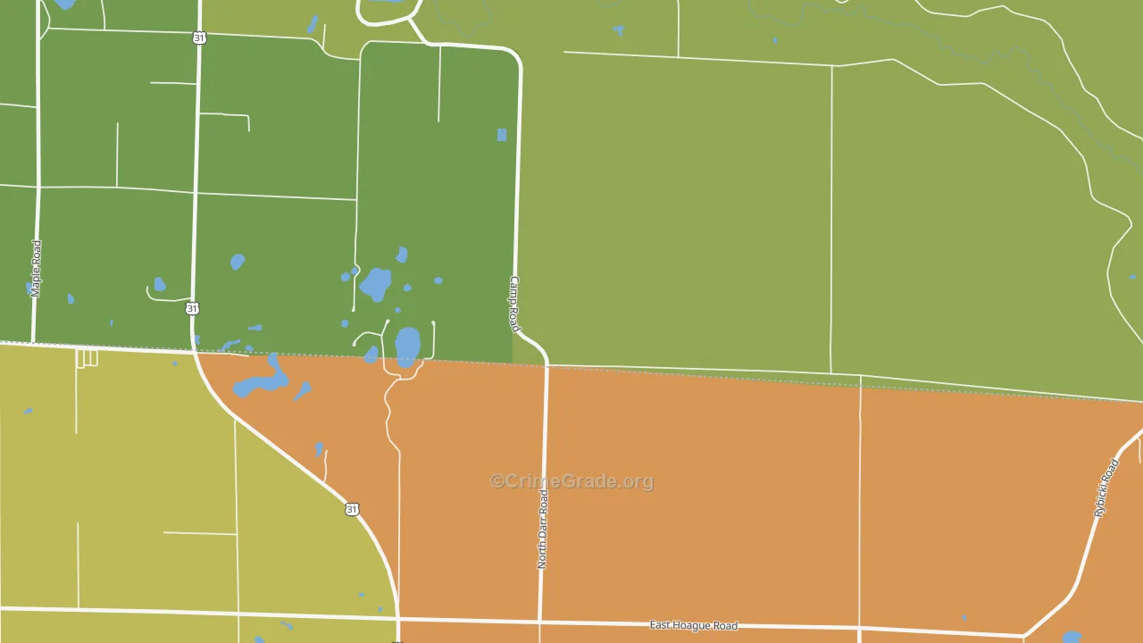 Stronach, MI Map of Theft Rates