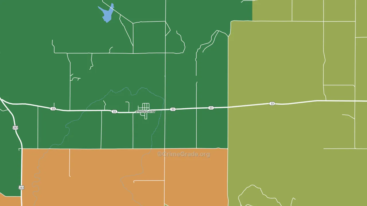 Strong City, OK Map of Theft Rates