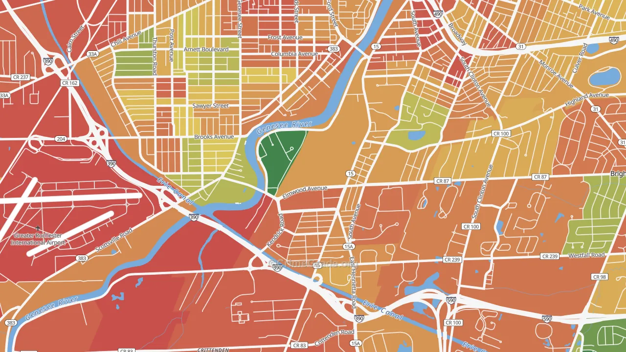 Strong, Rochester, NY Map of Theft Rates
