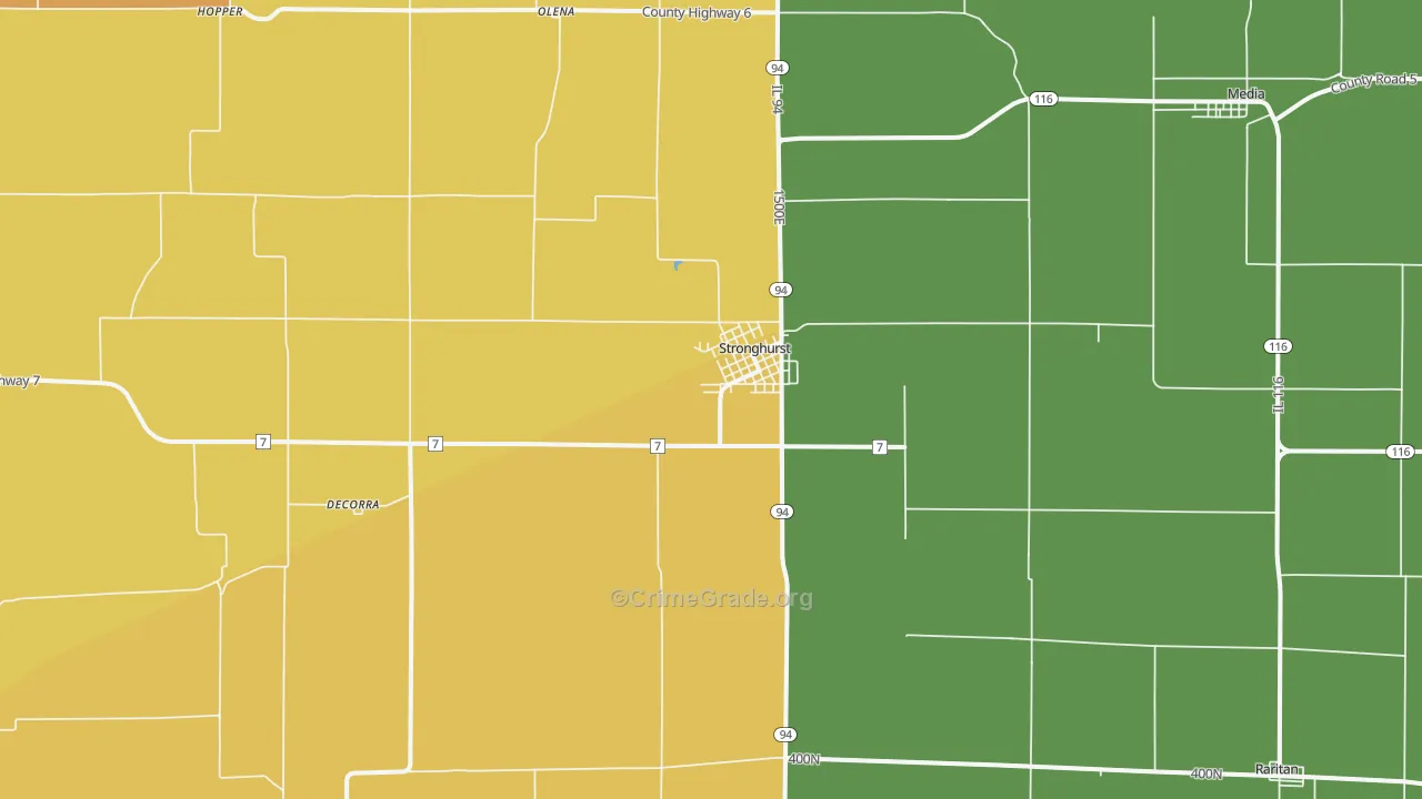 Stronghurst, IL Map of Theft Rates