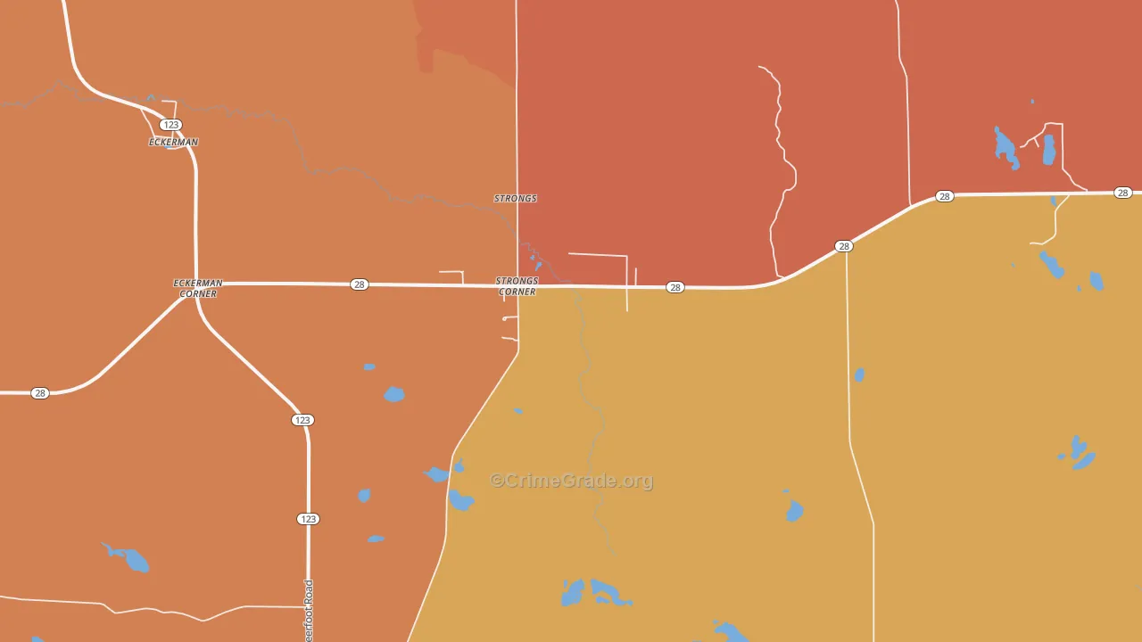 Strongs Corner, MI Map of Theft Rates