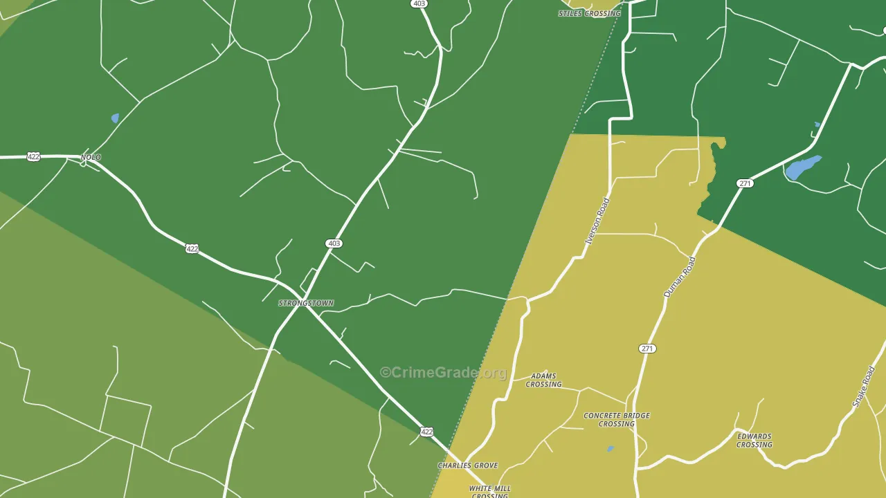 Strongstown, PA Map of Theft Rates