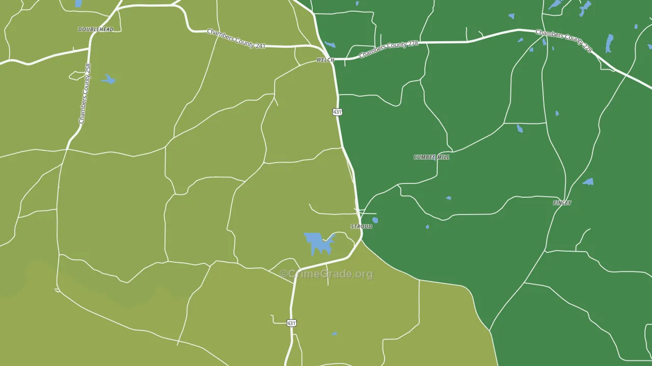 Stroud, AL Map of Theft Rates
