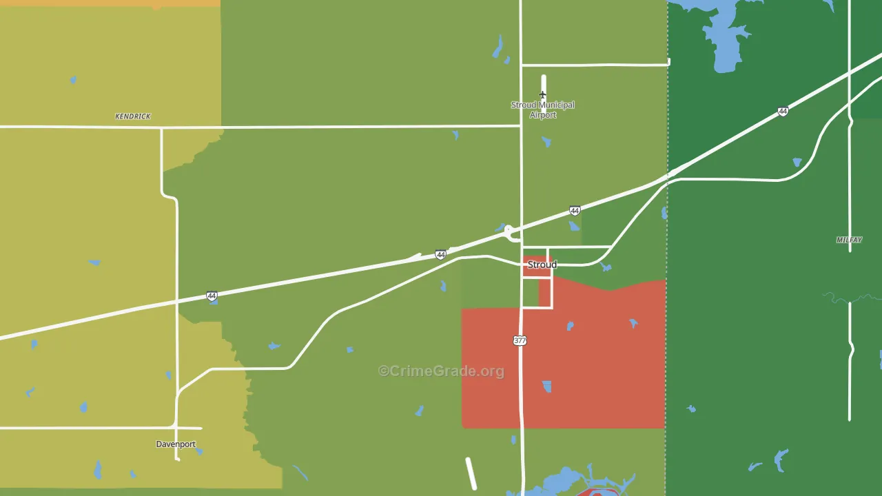Stroud, OK Map of Theft Rates
