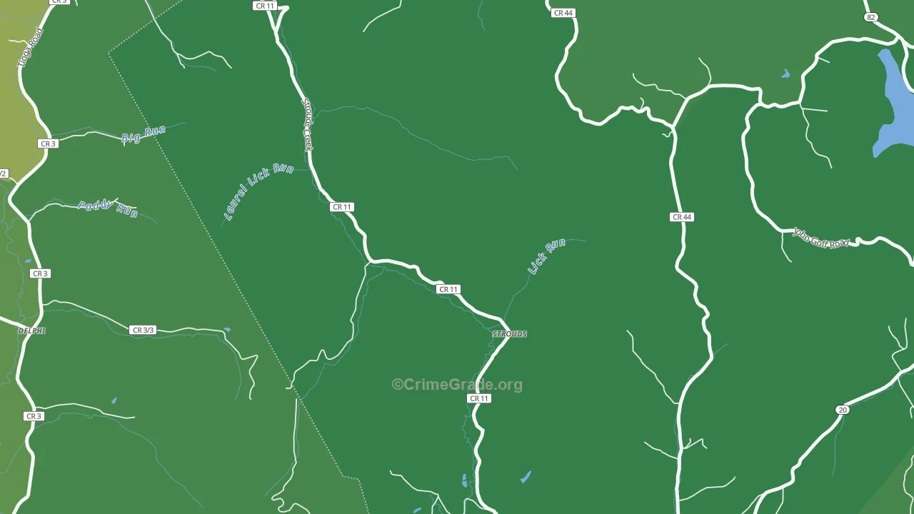 Strouds, WV Map of Theft Rates
