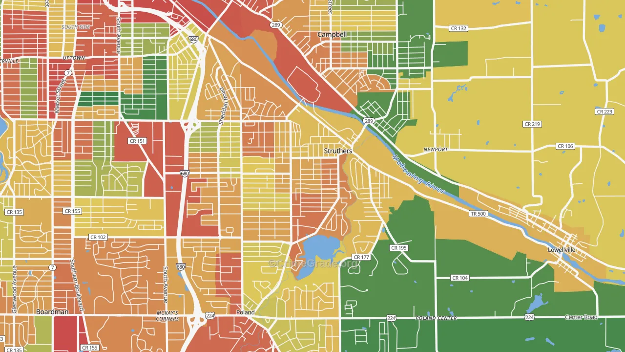 Struthers, OH Map of Theft Rates