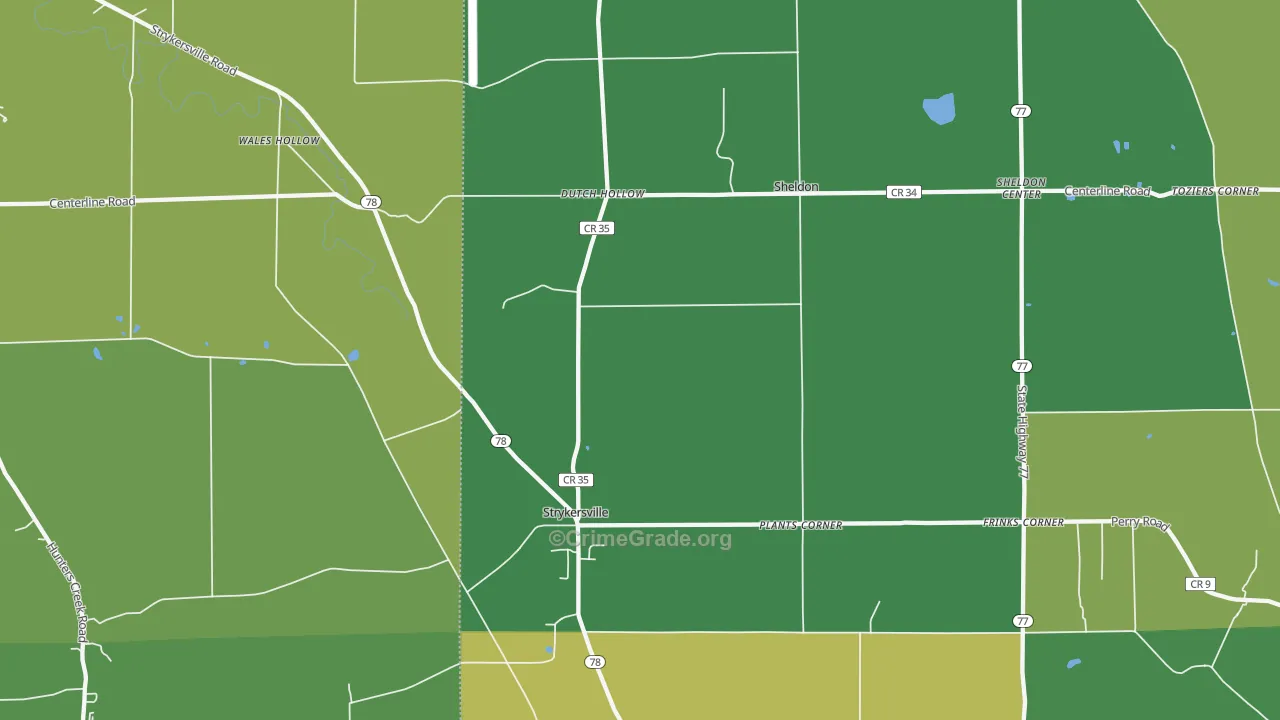 Strykersville, NY Map of Theft Rates
