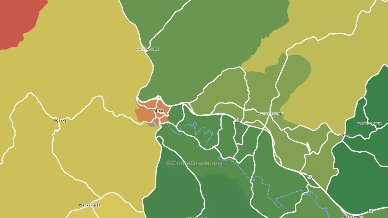 Stuart, VA Map of Theft Rates