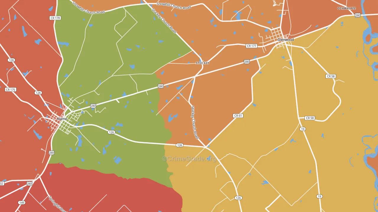 Stuckey, GA Map of Theft Rates