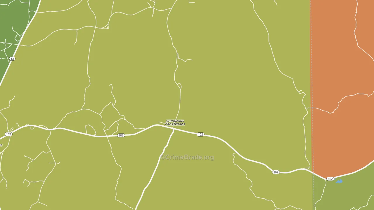 Studdards Crossroads, AL Map of Theft Rates