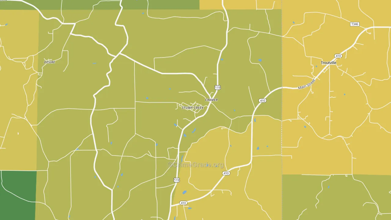 Stump Creek, PA Map of Theft Rates