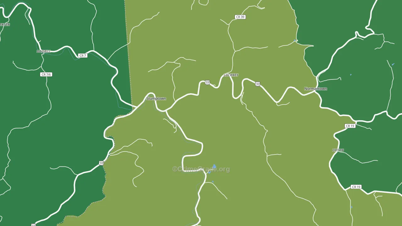 Stumptown, WV Map of Theft Rates