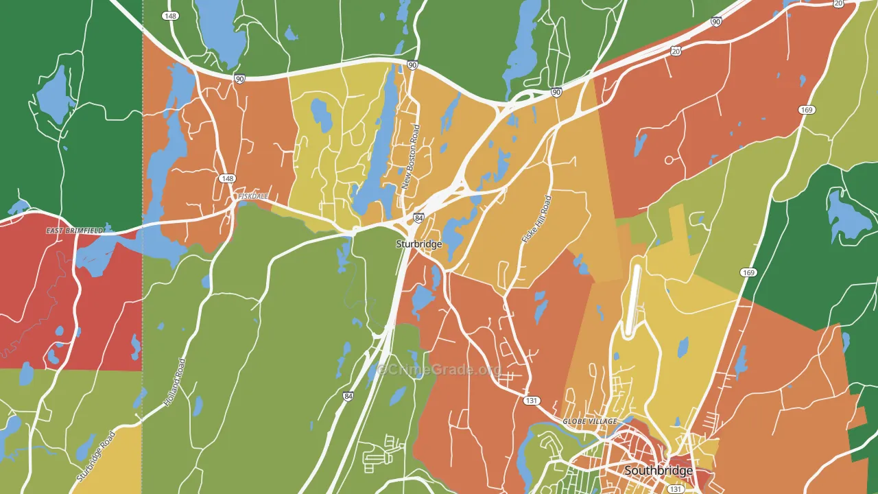 Sturbridge, MA Map of Theft Rates