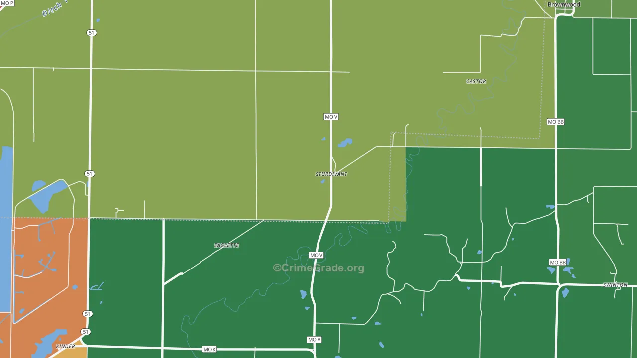 Sturdivant, MO Map of Theft Rates