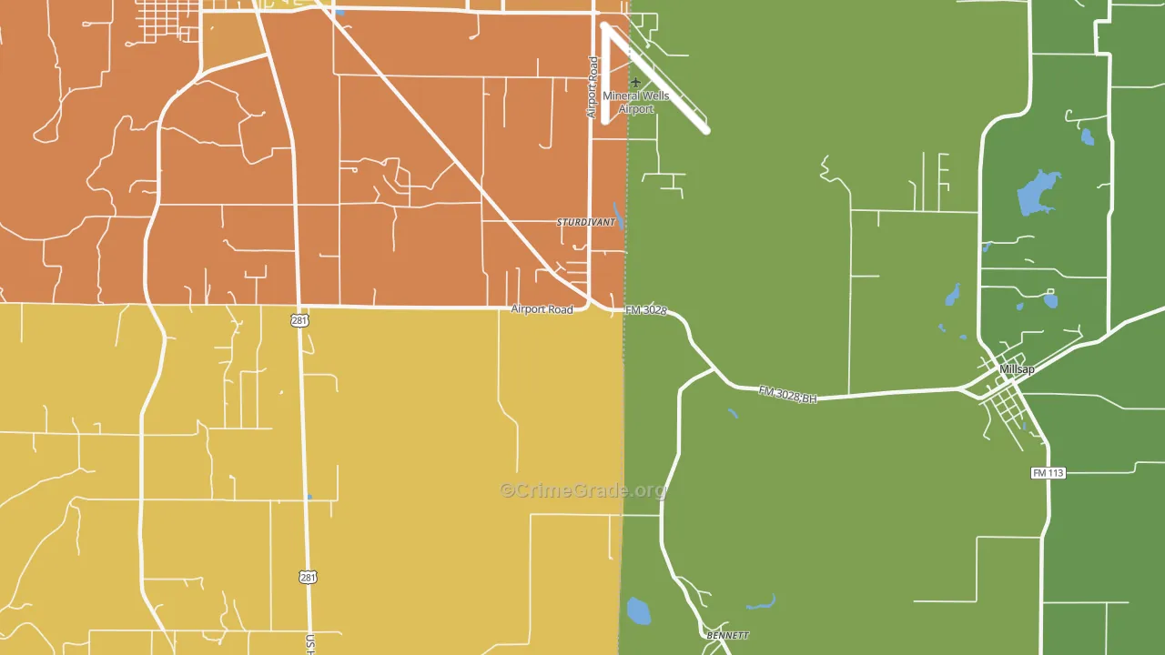 Sturdivant, TX Map of Theft Rates