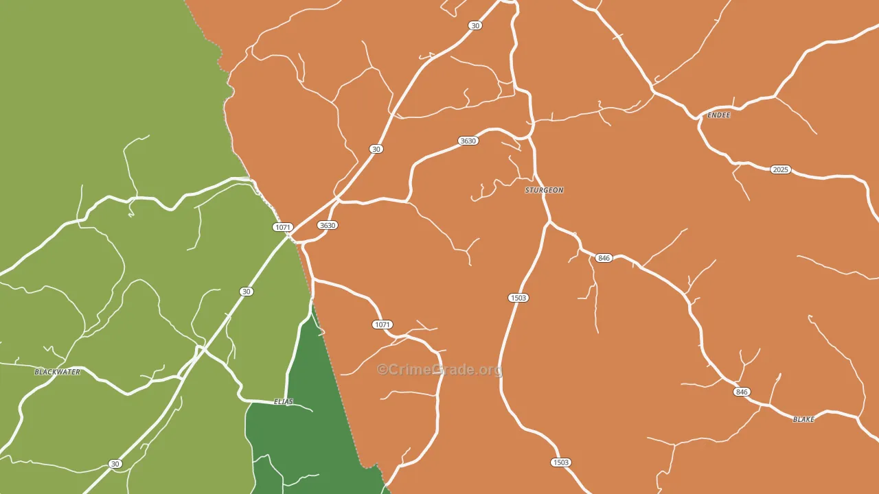 Sturgeon, KY Map of Theft Rates