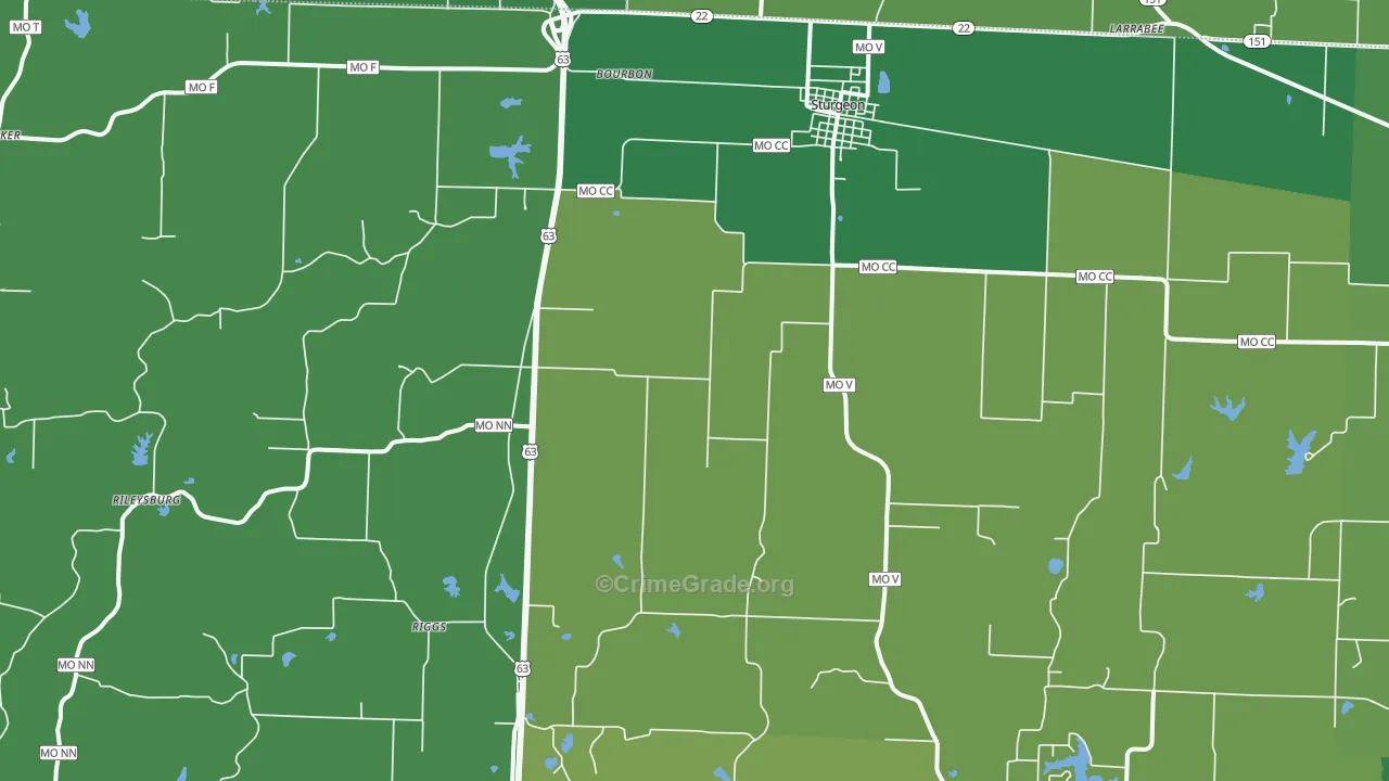 Sturgeon, MO Map of Theft Rates