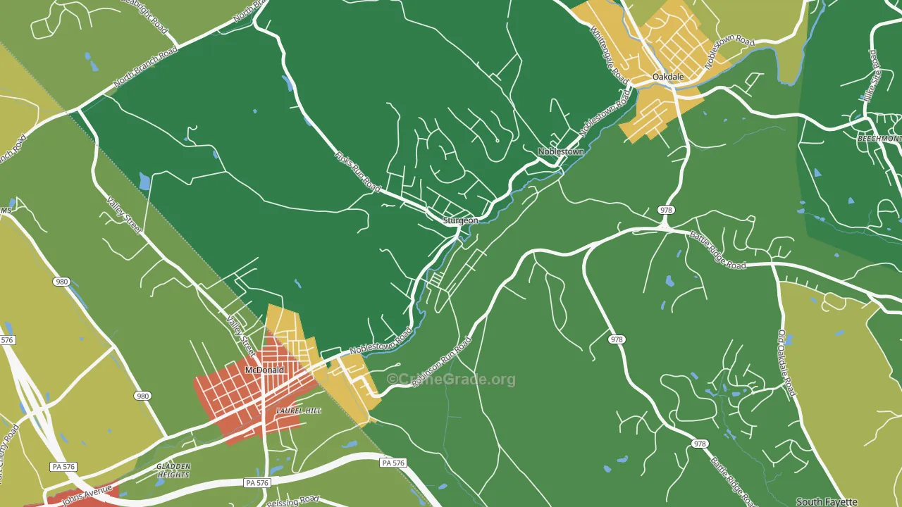 Sturgeon, PA Map of Theft Rates