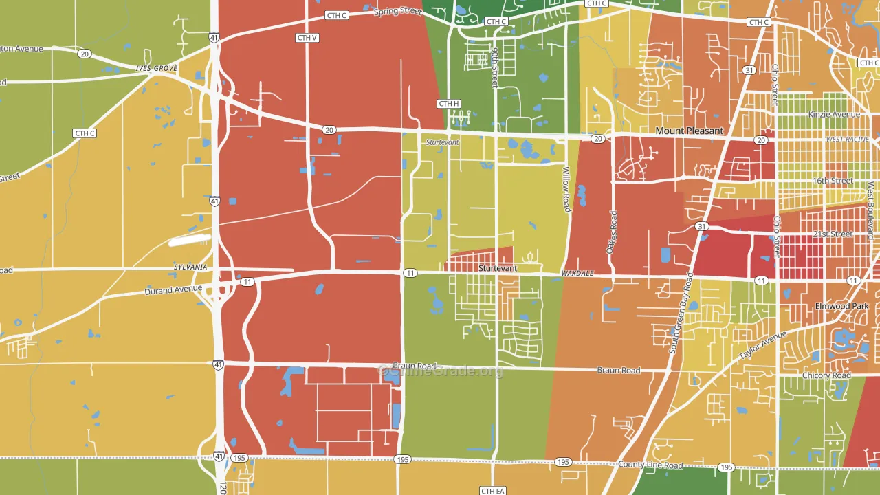 Sturtevant, WI Map of Theft Rates