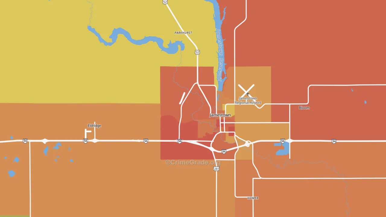 Stutsman County, ND Map of Theft Rates