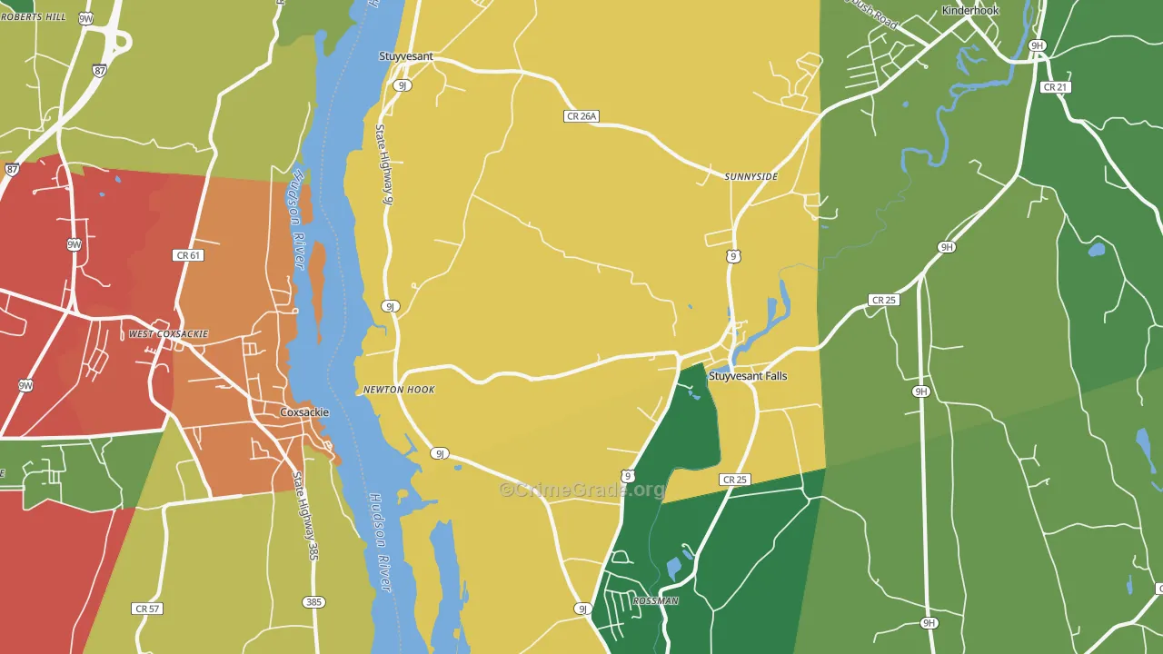 Stuyvesant, NY Map of Theft Rates