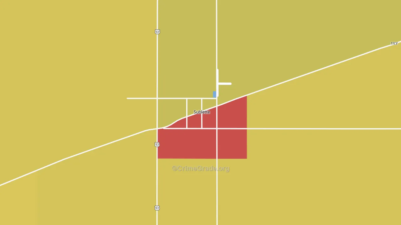 Sublette, KS Map of Theft Rates