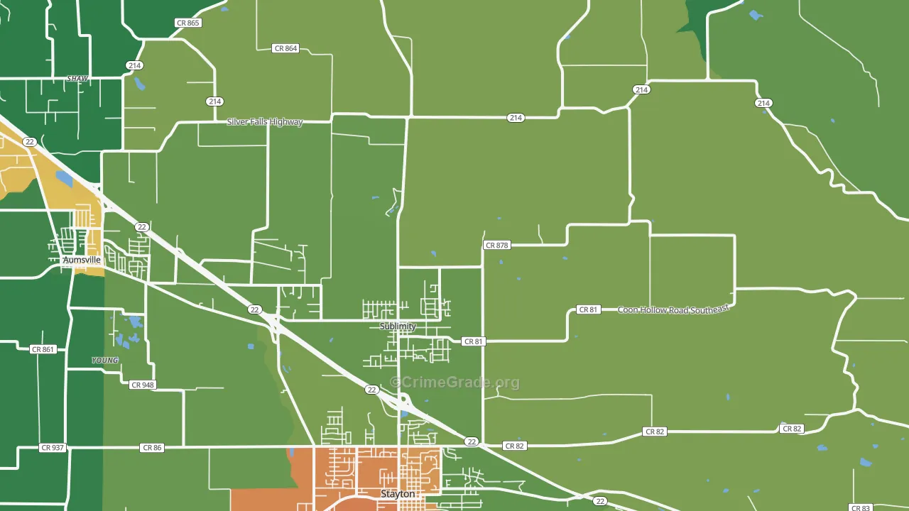 Sublimity, OR Map of Theft Rates