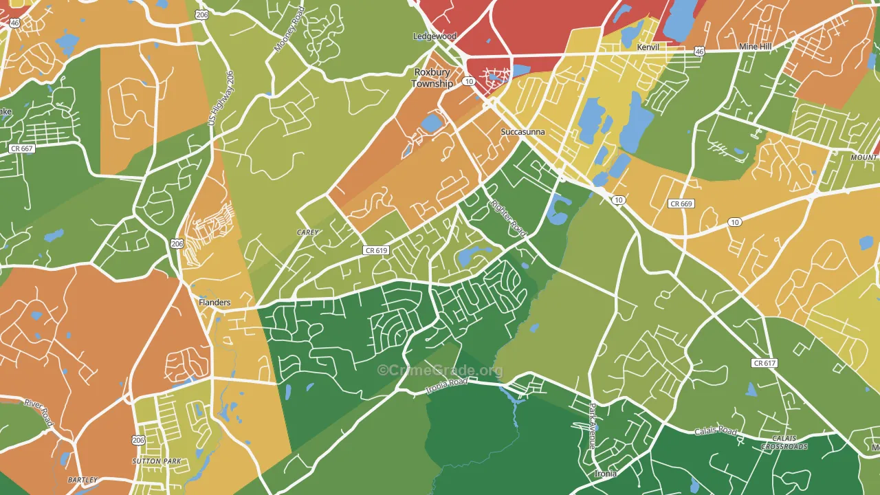 Succasunna, NJ Map of Theft Rates