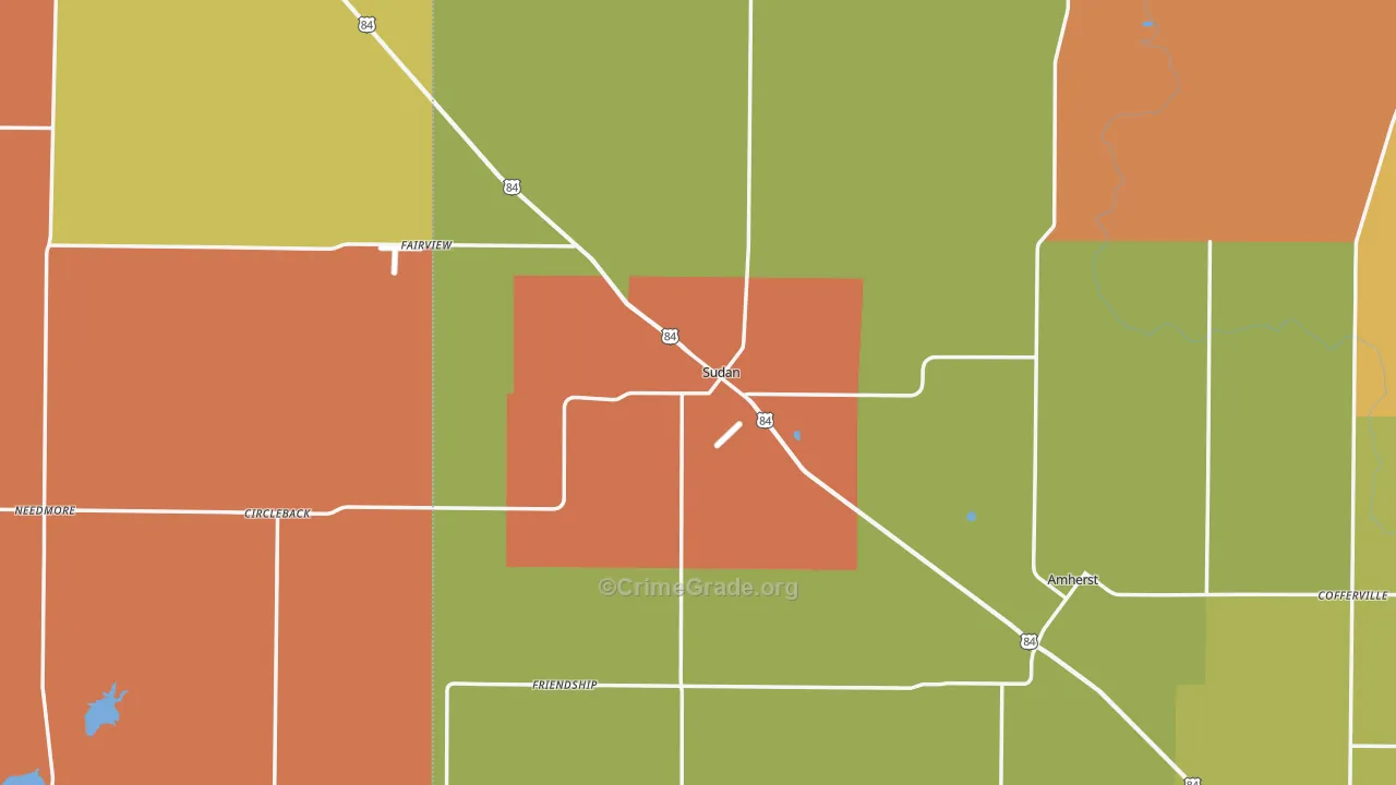 Sudan, TX Map of Theft Rates