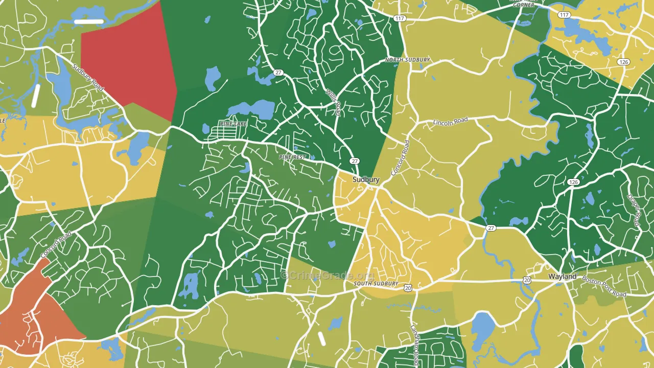 Sudbury, MA Map of Theft Rates
