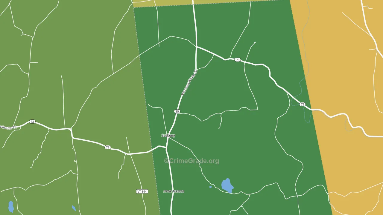 Sudbury, VT Map of Theft Rates