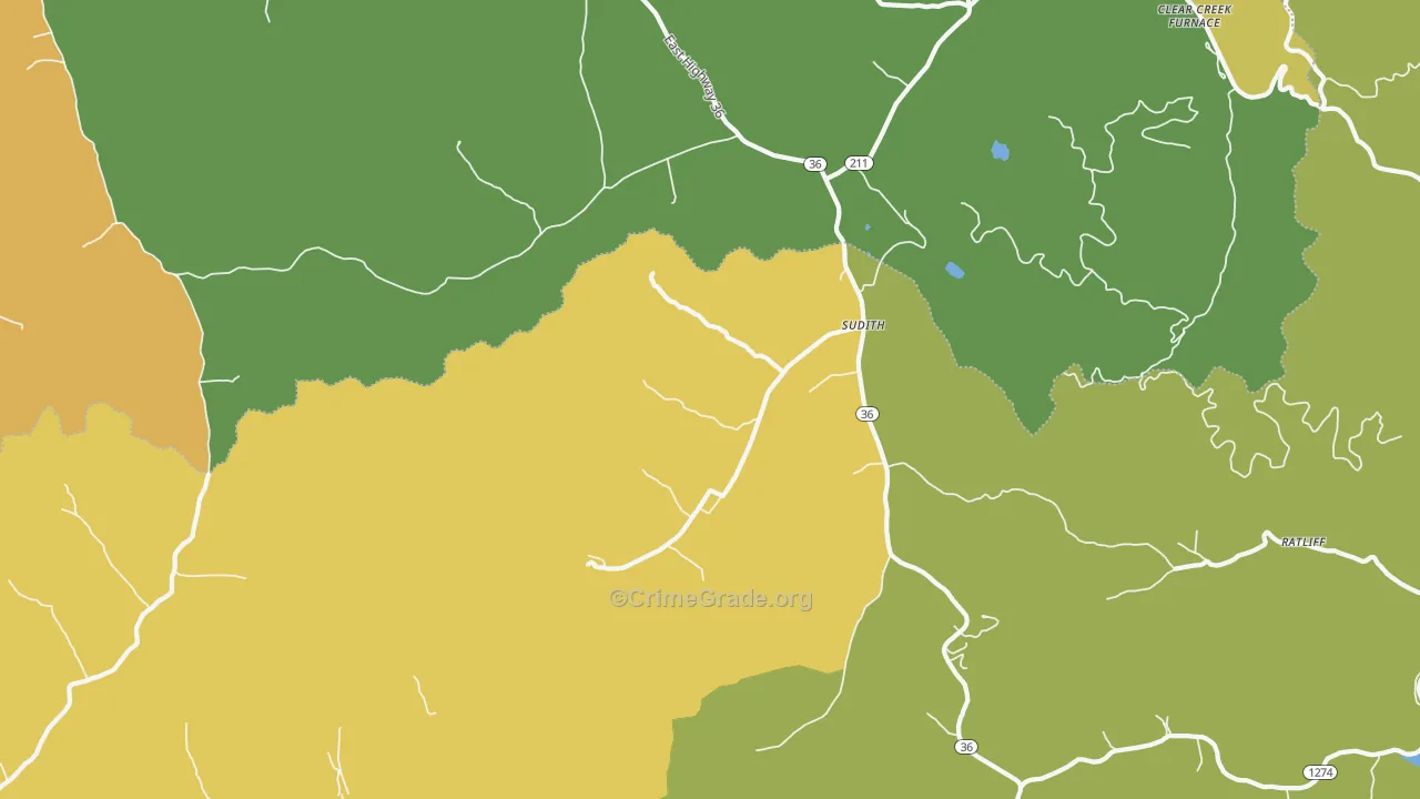 Sudith, KY Map of Theft Rates