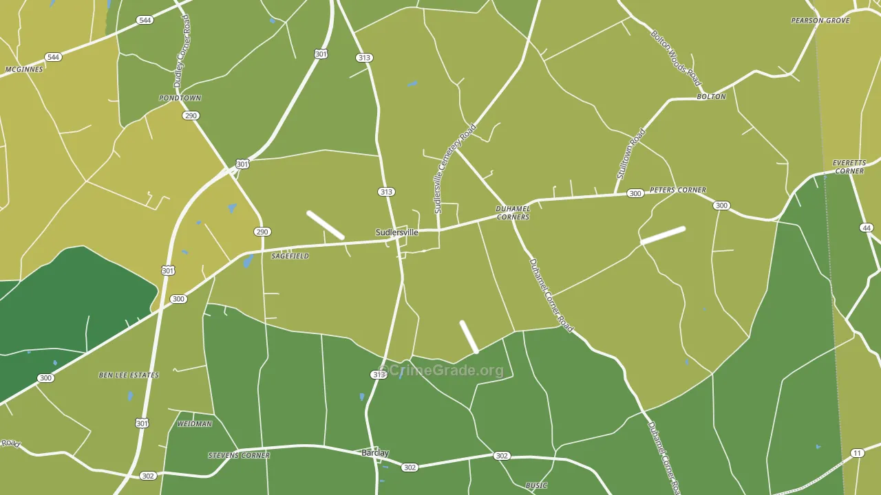 Sudlersville, MD Map of Theft Rates