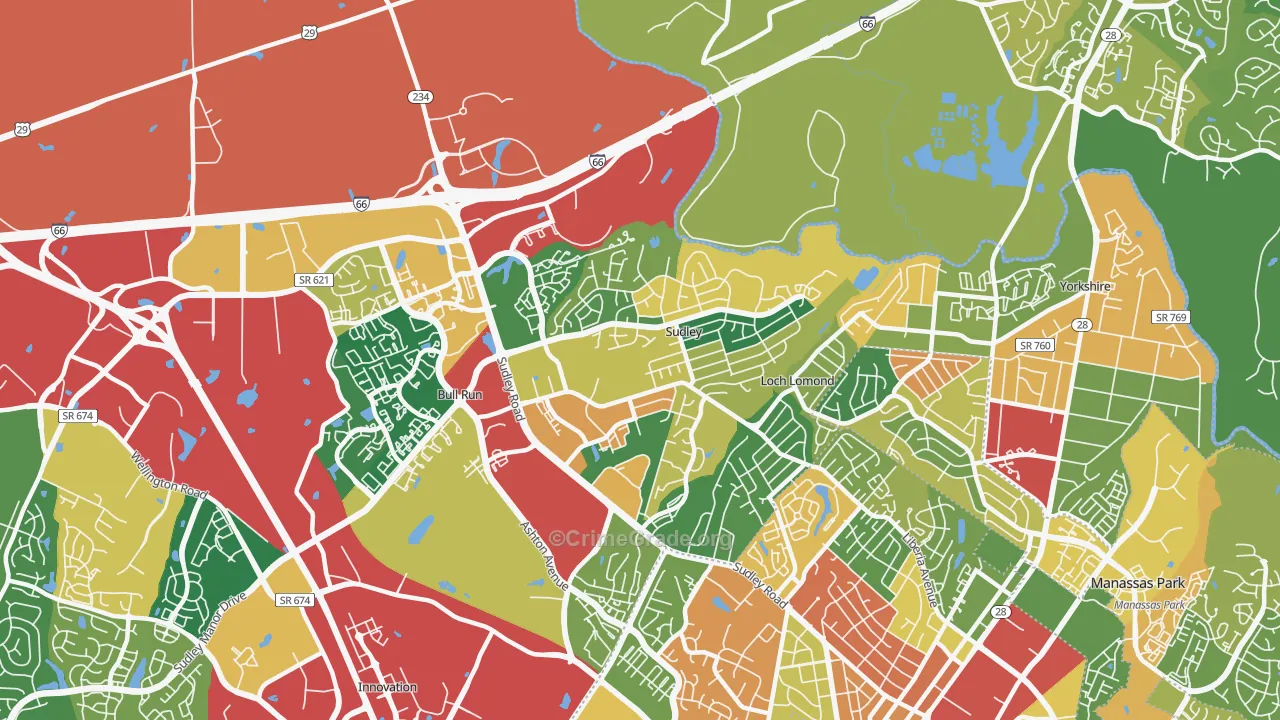 Sudley, VA Map of Theft Rates