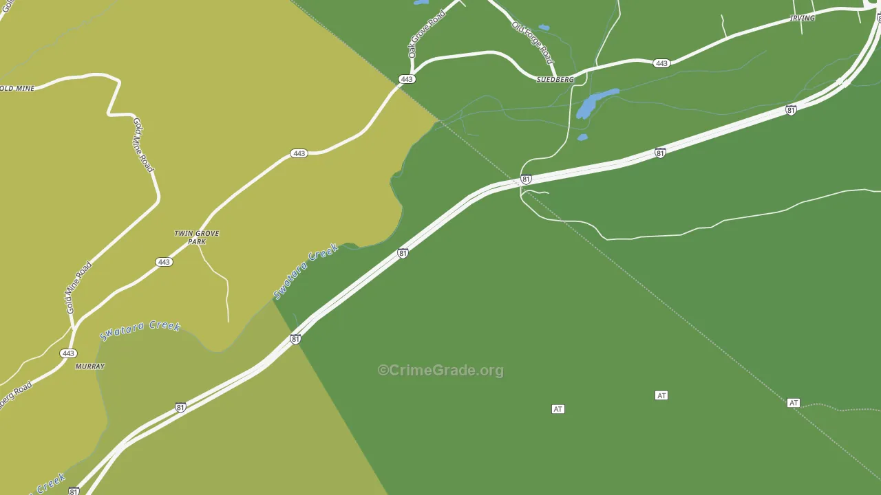 Suedburg, PA Map of Theft Rates