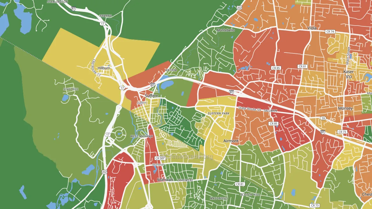 Suffern, NY Map of Theft Rates