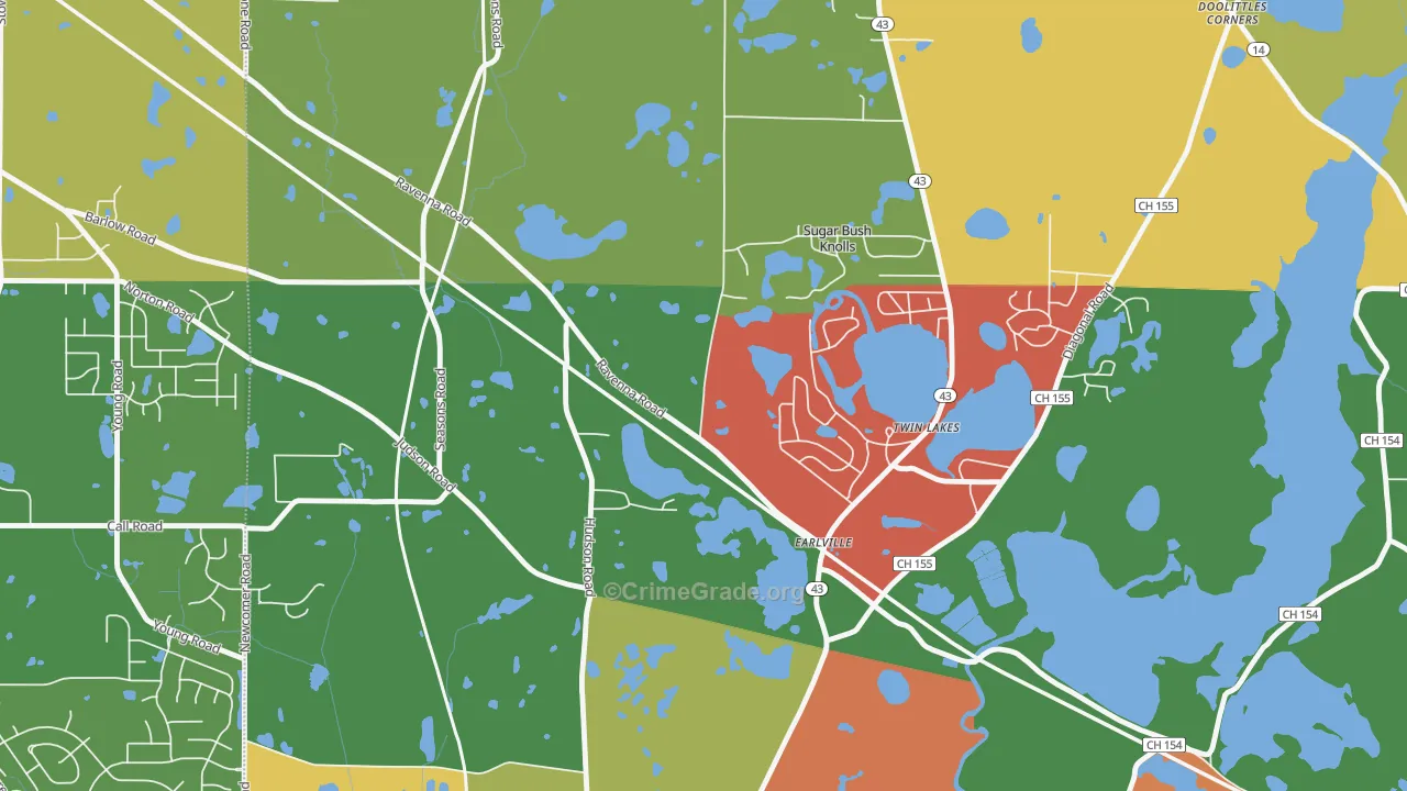 Sugar Bush Knolls, OH Map of Theft Rates