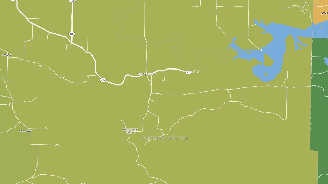Sugar Grove, AR Map of Theft Rates
