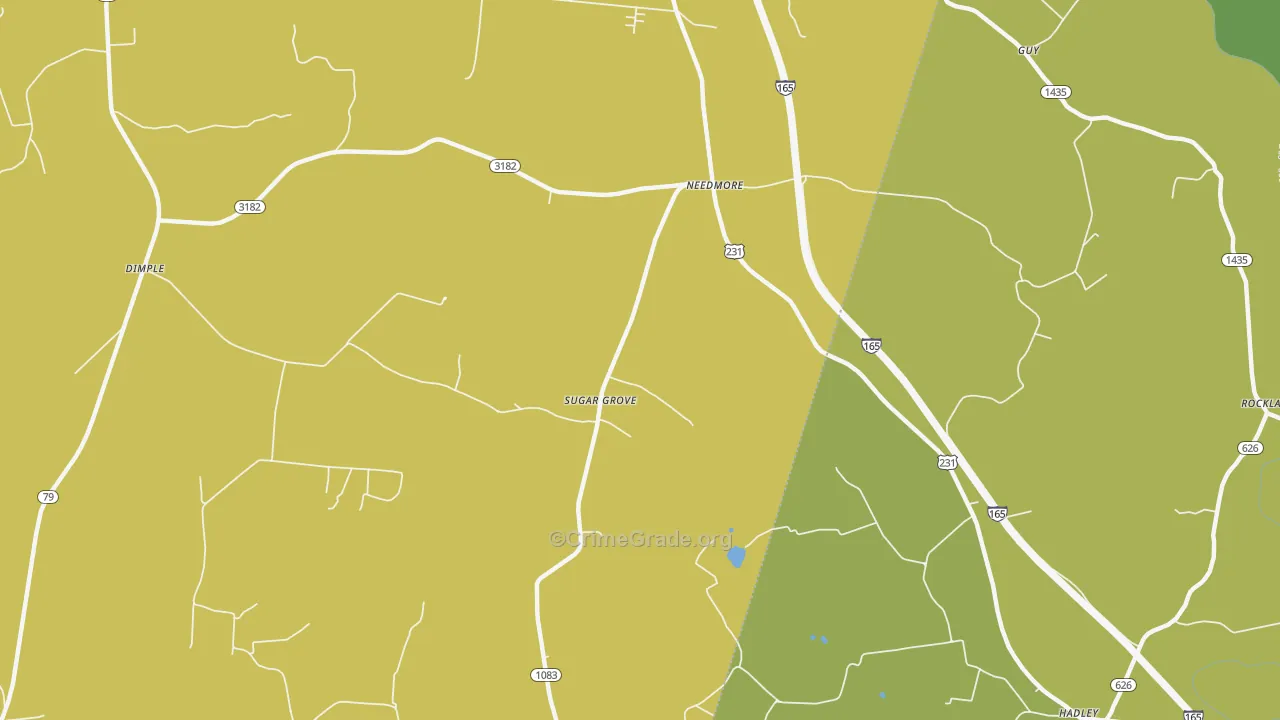 Sugar Grove, KY Map of Theft Rates