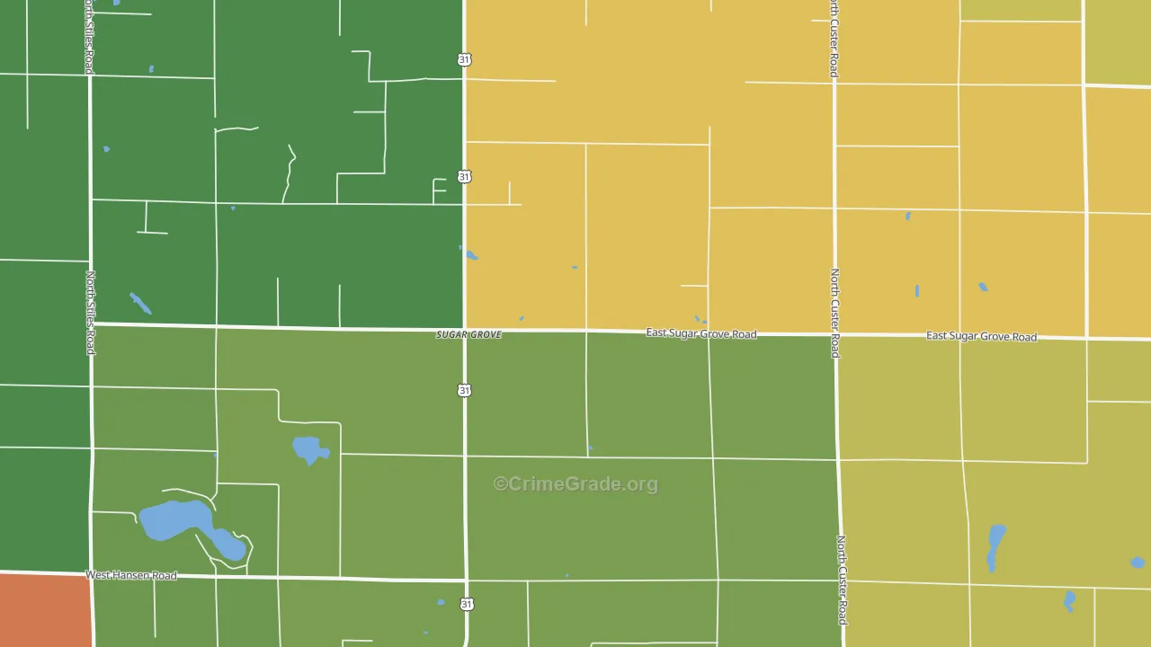 Sugar Grove, MI Map of Theft Rates