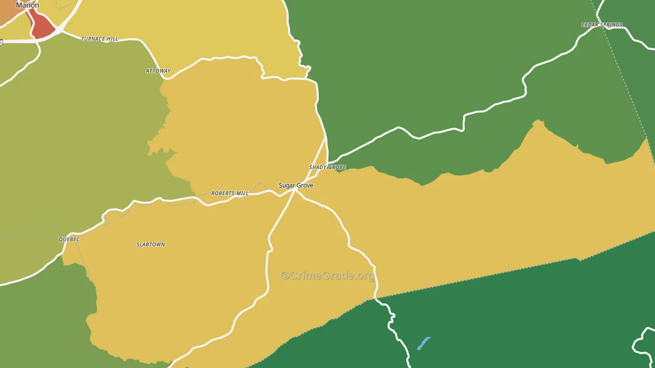 Sugar Grove, VA Map of Theft Rates