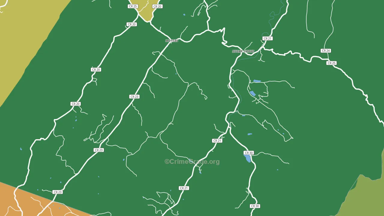 Sugar Grove, WV Map of Theft Rates