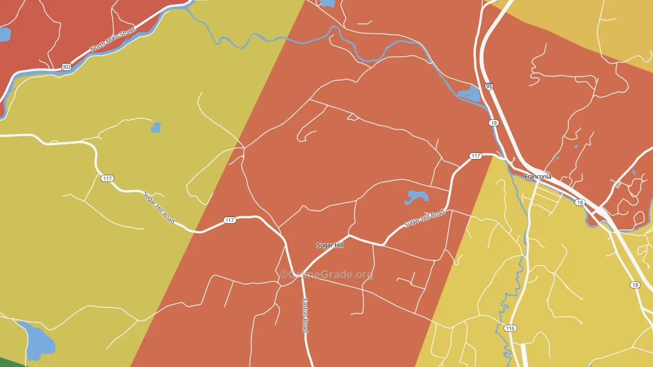 Sugar Hill, NH Map of Theft Rates