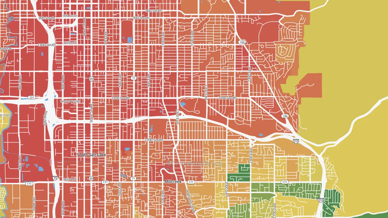 Sugar House, Salt Lake City, UT Map of Theft Rates
