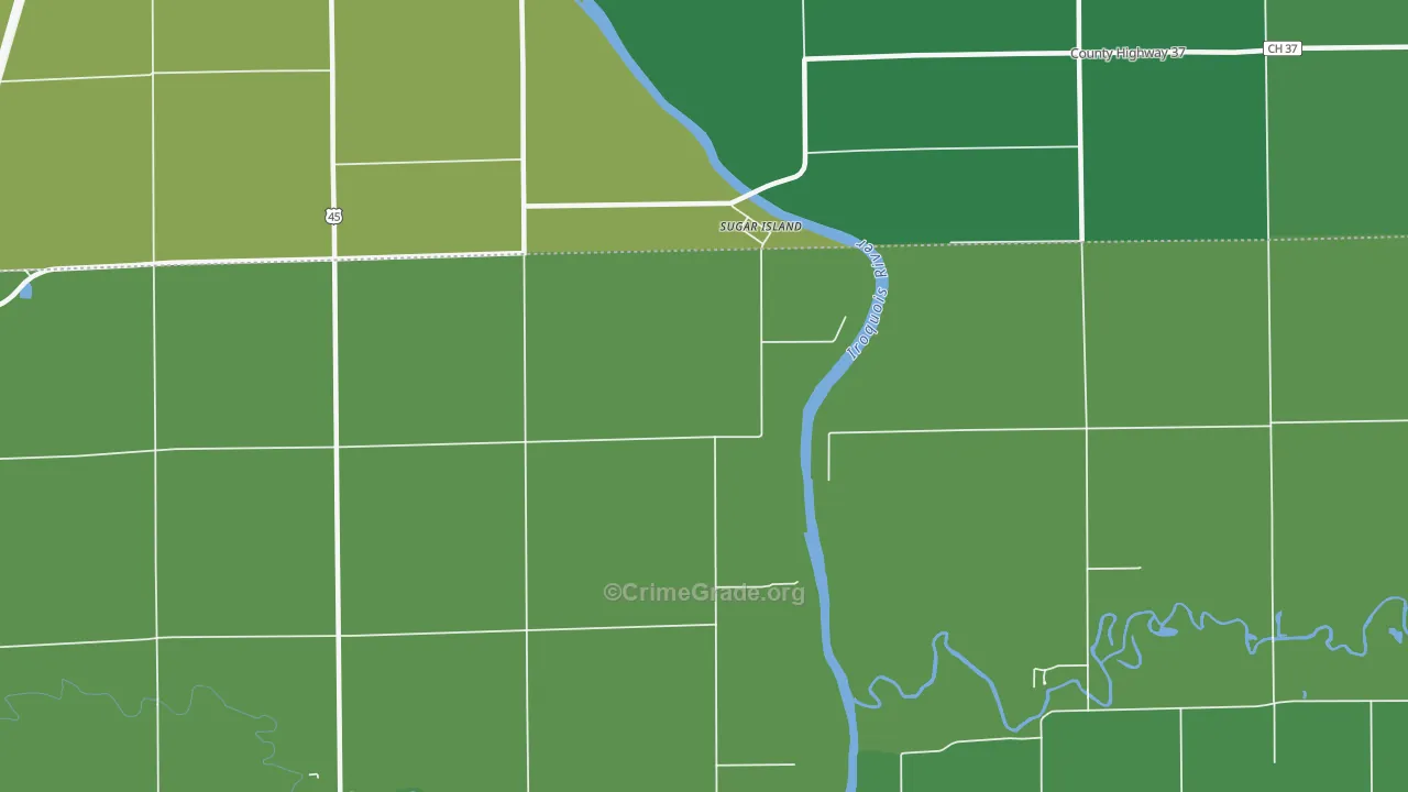 Sugar Island, IL Map of Theft Rates