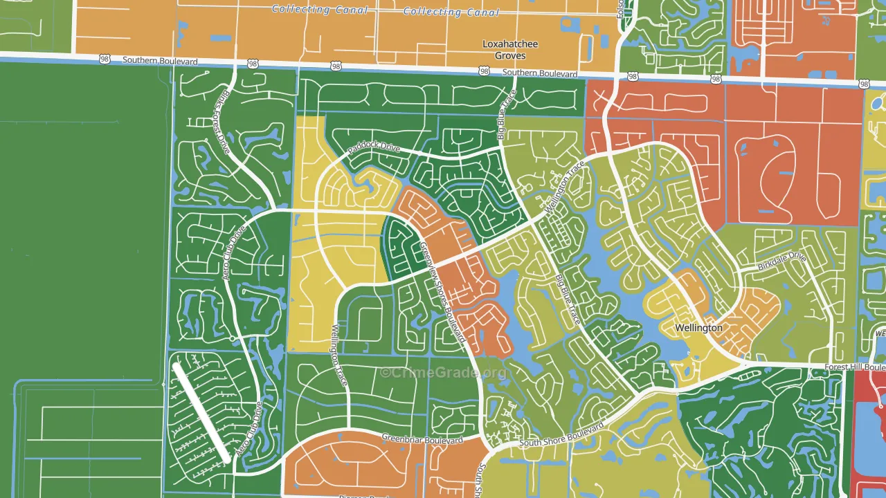 Sugar Pond Manor of Wellington, Wellington, FL Map of Theft Rates