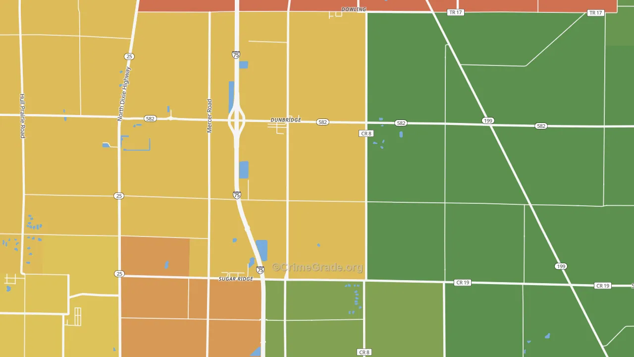 Sugar Ridge, OH Map of Theft Rates